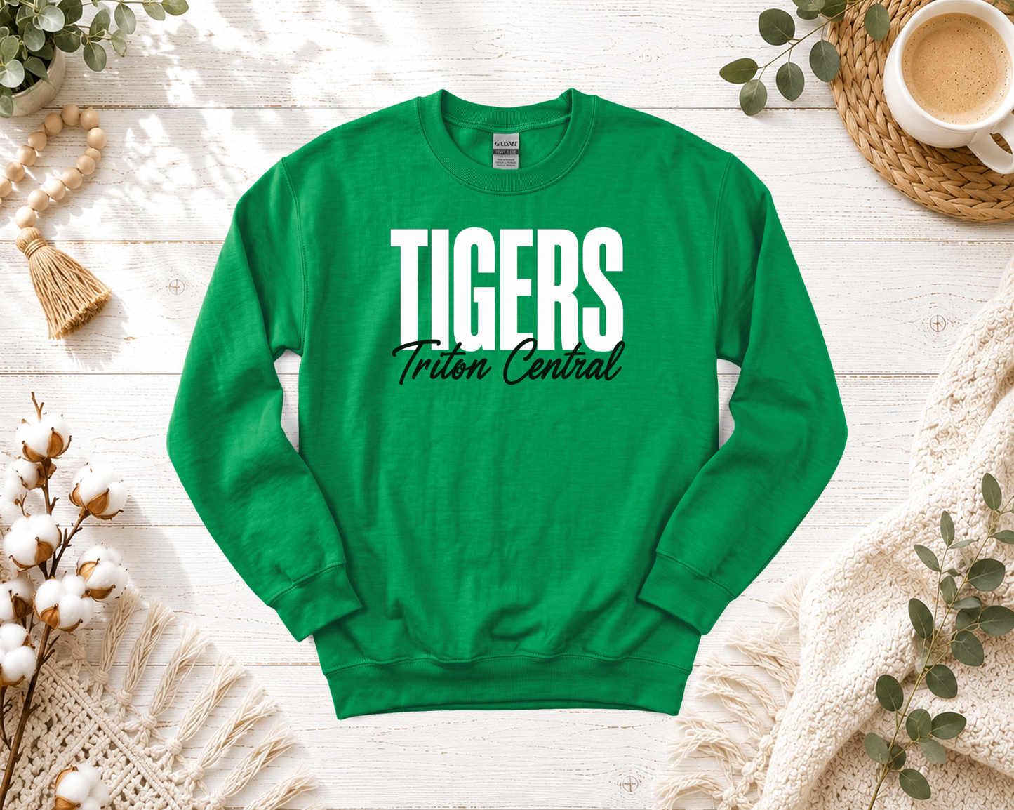 Triton Central Tigers Script Design (Green Apparel)