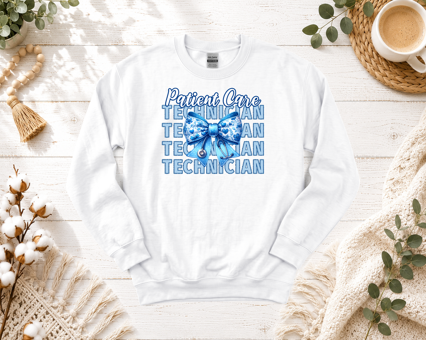Patient Care Technician Design White Apparel