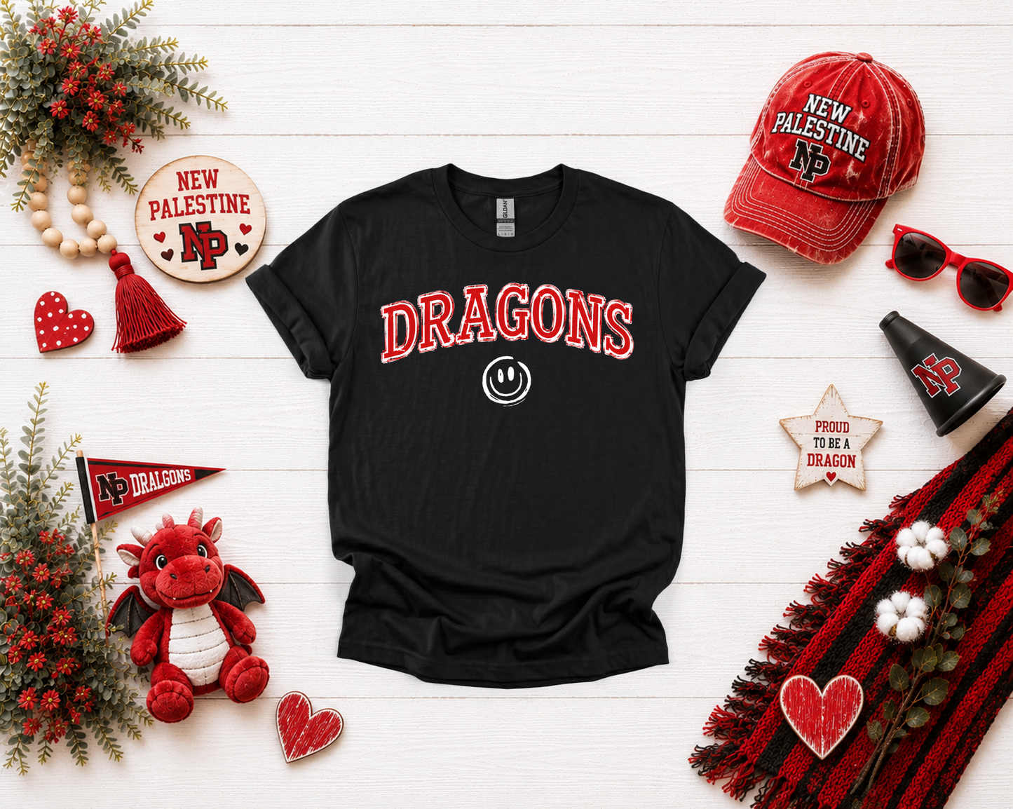 New Palestine Dragons Smiley Design
