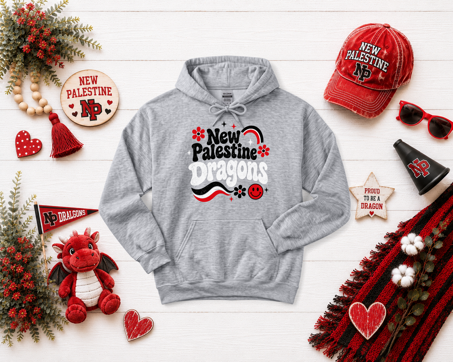 New Palestine Dragons Groovy Design