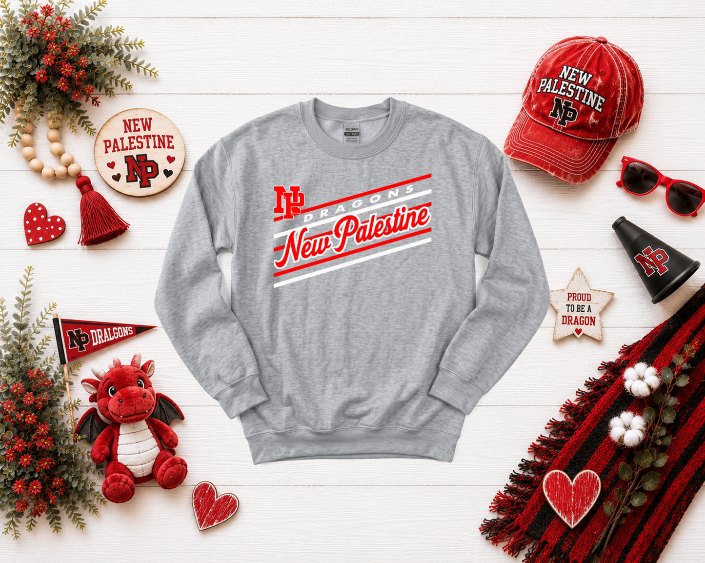 New Palestine Dragons Retro-Stripe Design