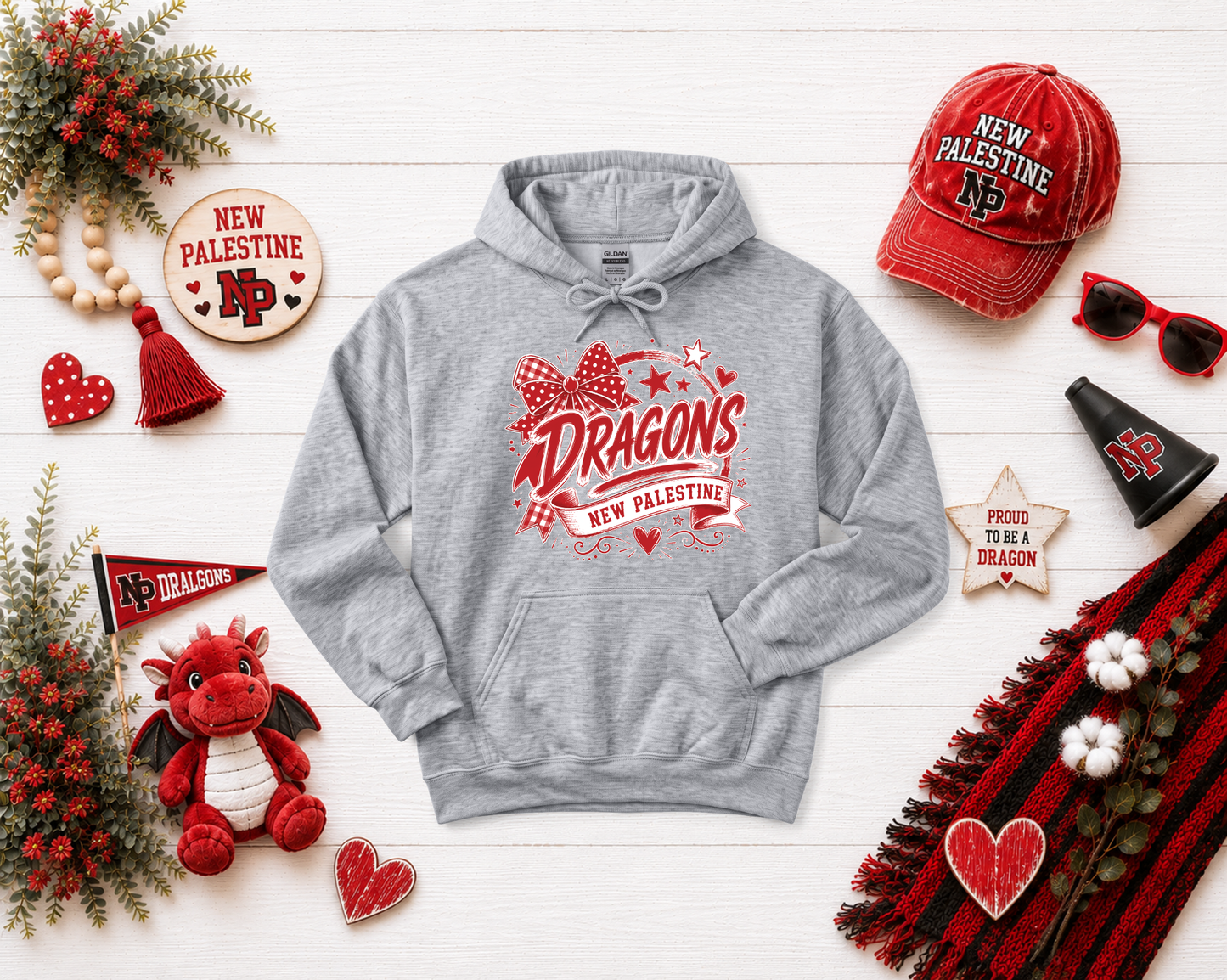 New Palestine Dragons Bow Design