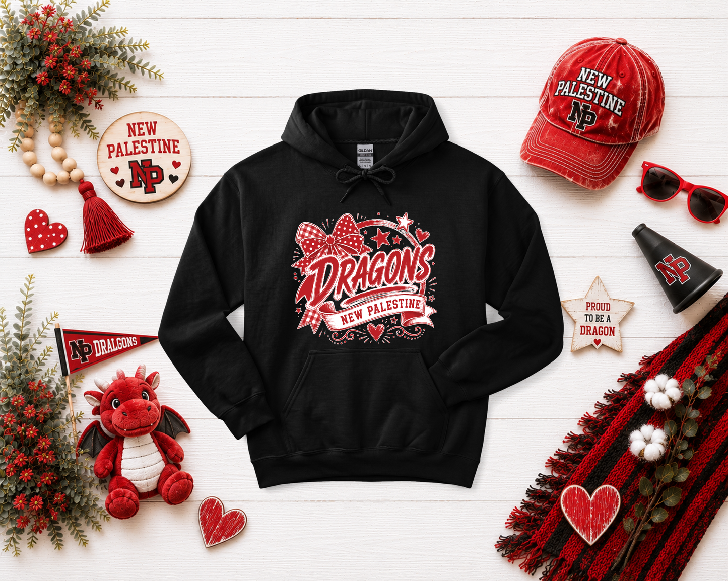 New Palestine Dragons Bow Design