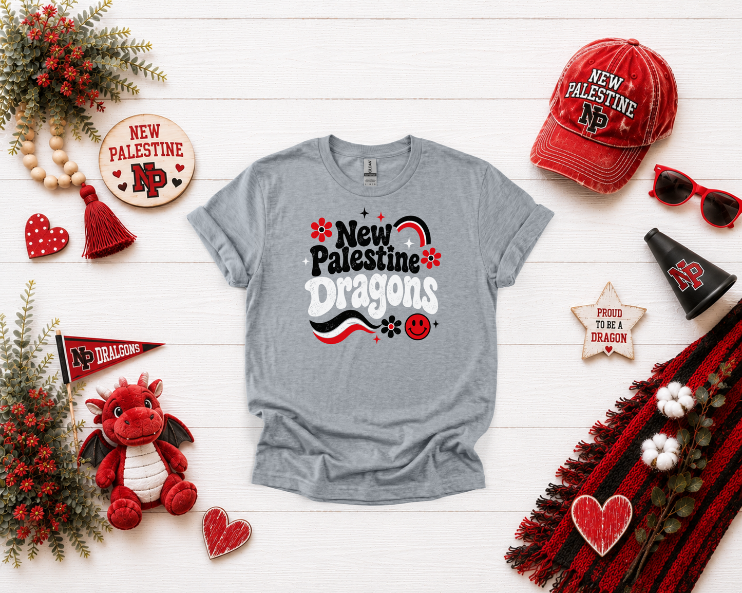 New Palestine Dragons Groovy Design