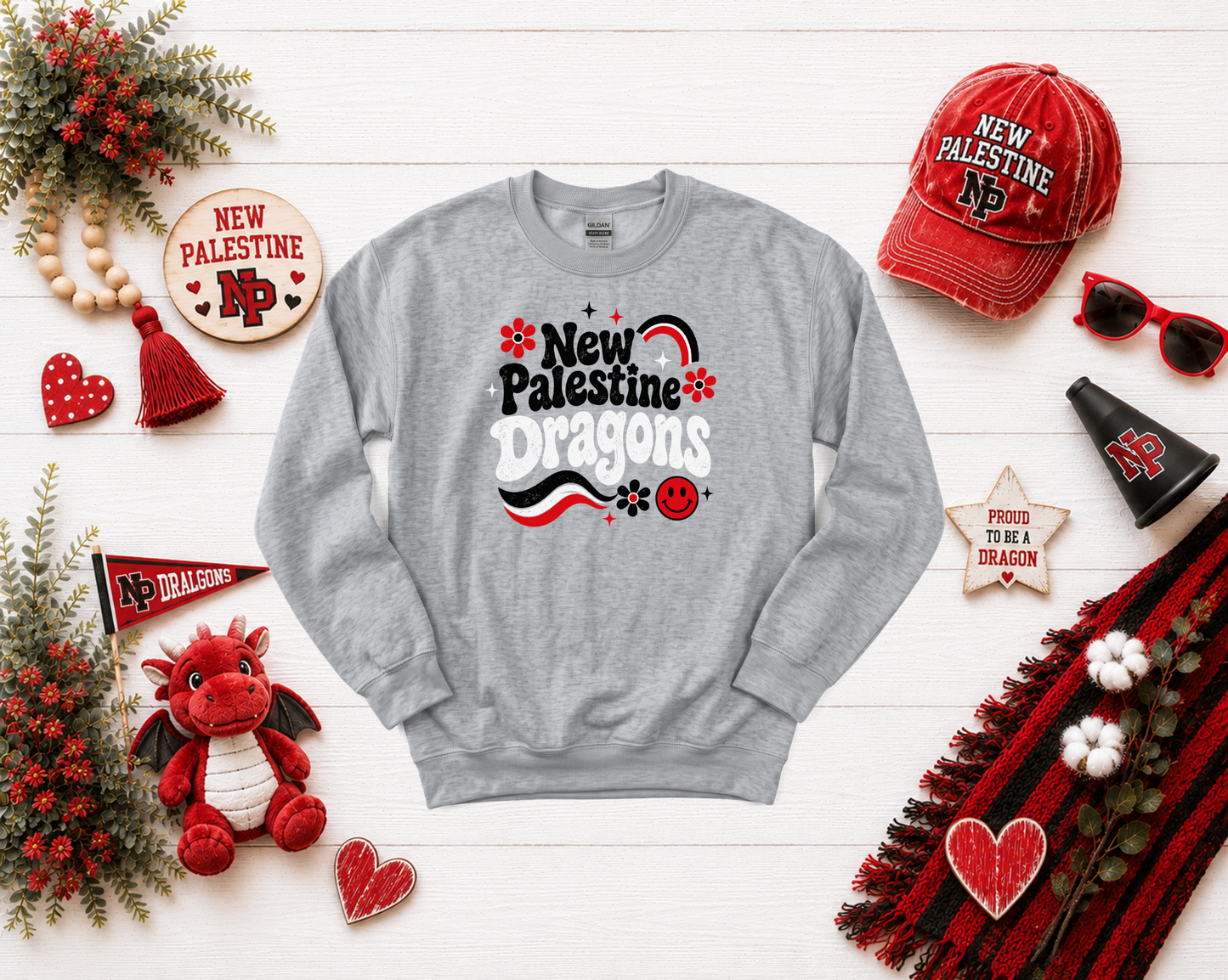 New Palestine Dragons Groovy Design